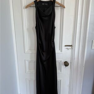 Zara Black Satin Maxi Dress